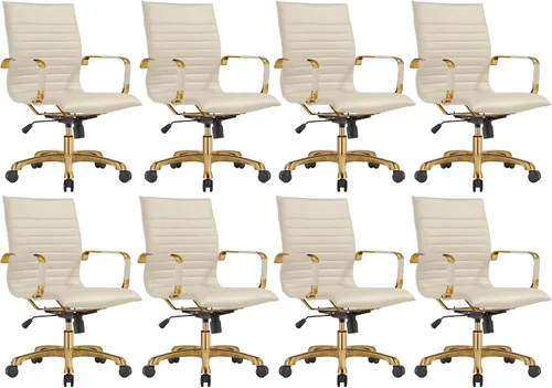 Vista 36 de LeisureMod Harris Silla de oficina con almohadilla suave, silla ejecutiva de piel sintética con base de acero dorado, altura ajustable, bloqueo