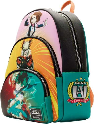 Vista 2 de Loungefly My Hero Academia - Mini mochila de triple bolsillo, Multocolor, Mochila