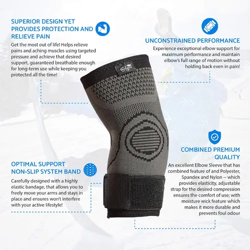 Vista 4 de Codera con correa para tendinitis, 2 unidades, manguitos de compresión para codo de tenis, tratamiento de codo de golf