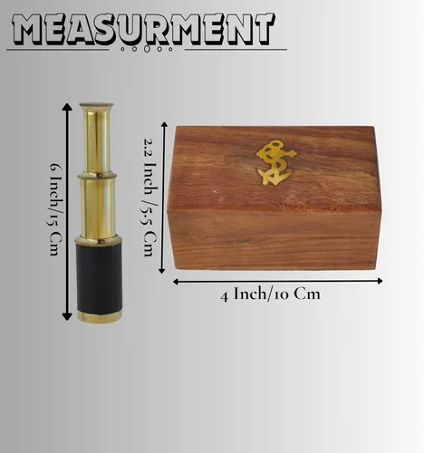 Vista 4 de Telescopio portátil de latón de 6 pulgadas con caja de madera - Navegación pirata.