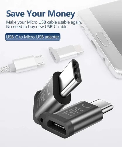 Vista 2 de JSAUX Adaptador micro USB (hembra) a USB C, paquete de 4, adaptador USB tipo C de aluminio con llavero de carga rápida compatible con Samsung Galaxy