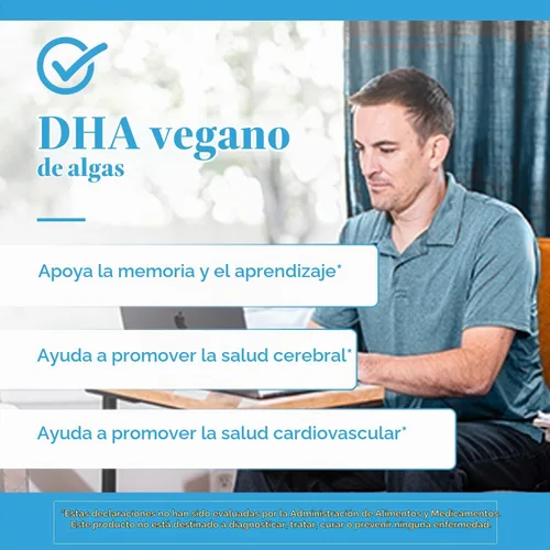 Vista 7 de Doctor's Best DHA vegetariano de algas, sin OMG, vegano, sin gluten, 200 mg, 60