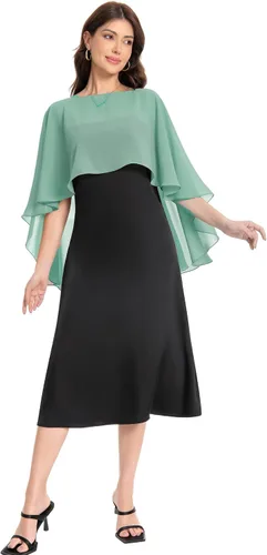 Vista 6 de Baoqiya Women's Shawls and Wraps for Evening Dresses Chiffon Cape verde ( Bean Green )