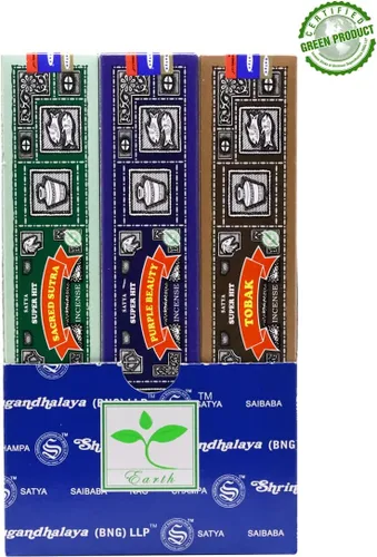Vista 8 de EARTH Satya Super Hit Yoga Ritual Varillas de incienso de 15 GMS (paquete de 12) (certificado verde) Agarbatti indio perfumado enrollado a mano