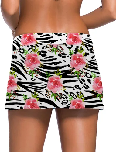 Vista 3 de REKITA - Falda de natación para mujer, color liso, cintura