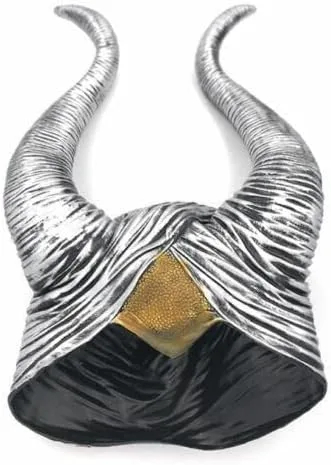 Vista 5 de Látex Horns - Disfraz de fiesta de Halloween para mujer Angelina Jolie sombrero de cosplay color gris plateado Gris plateado talla única