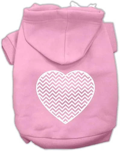 Vista 7 de Pet Dog & Cat - Sudadera con capucha serigrafiada, "Chevron Heart", color azul bebé, LG (10-14 libras)