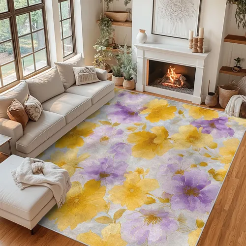 Vista 9 de Daisy Rugs for Entryway, 2x3 ft, Oil Painting Flower Area Rugs for Bedroom Kitchen Entrance, Soft Non Slip Washable Botanical Floral Indoor Door Mat