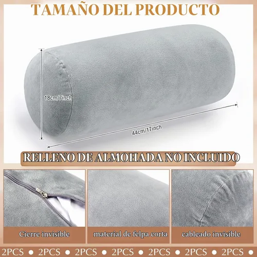 Vista 2 de Newwiee - 2 fundas de almohada para el cuello de 17 x 7 pulgadas, color Gris