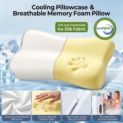 Vista 2 de Almohada cervical de espuma viscoelástica para dormir, almohada ortopédica ergonómica para cama de contorno, almohada de apoyo para aliviar el dolor