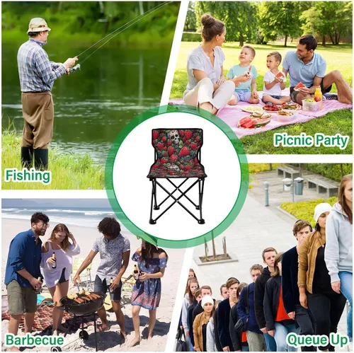 Vista 7 de Al aire libre plegable divertido fresa cráneo camping sillas para adultos silla de camping portátil silla de césped ligero 202a4572