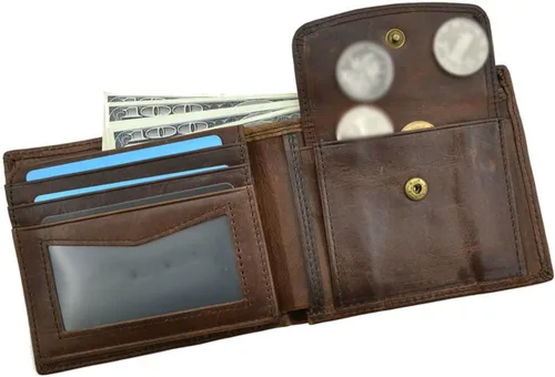 Vista 7 de ZAINJO Wallets For Men Cow Leather Men Wallets with Coin Pocket Vintage Male Purse Function Brown Genuine Leather Men Wallet with Card Holders