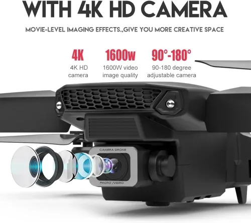 Vista 4 de Drone con cámara dual 4K, control remoto de 4 canales