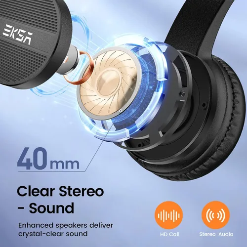 Vista 4 de EKSA Auriculares con micrófono para PC, auriculares de computadora con cable de 0.138 in con controles de volumen y silencio de micrófono