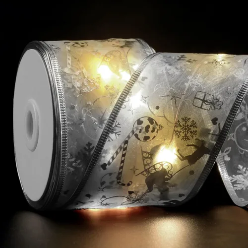 Vista 6 de Vimorg - Decoraciones de Navidad, 6.35 cm x 33 pies, 100 luces LED en forma de cinta para árbol de Navidad con control remoto, luces de hadas de 8