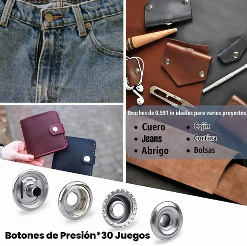 Vista 4 de MinliGUY Broches de acero inoxidable, 210 piezas de repuesto de botón a