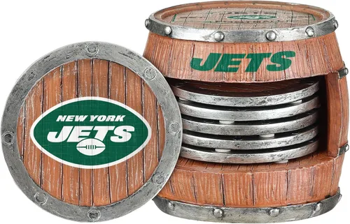 Vista 23 de FOCO NFL Team Logo 5-Pack Barrel Beverage Drink Coaster Set