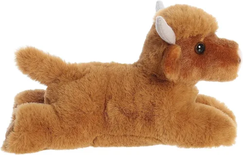 Vista 3 de Aurora® Adorable Mini Flopsie™ - Animal de peluche de vaca de las tierras altas, facilidad juguetona, compañeros atemporales, color marrón, 8