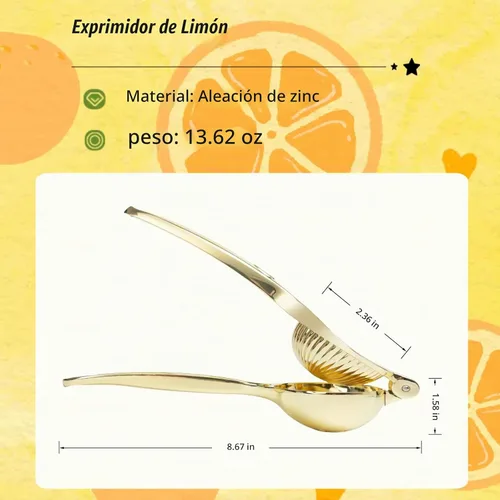Vista 7 de Exprimidor manual de limón de aleación de zinc resistente, exprimidor manual de cítricos, ranura roscada de alto rendimiento, exprimidor de limas