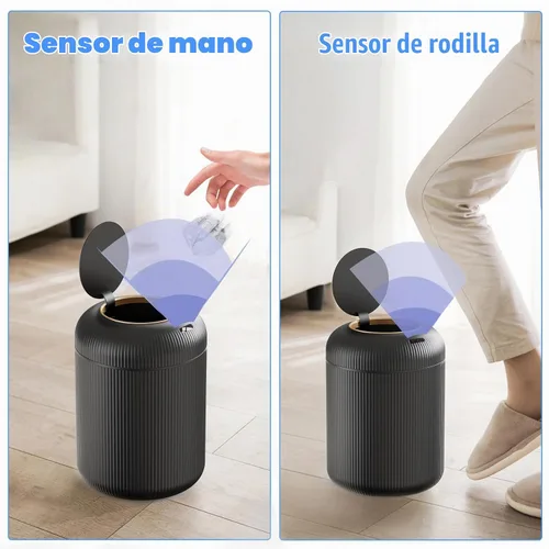Vista 4 de URALFA - Cubo de basura con sensor de movimiento y tapa, 3 galones / 11 L, cubo de basura automático para baño, cubo de basura sin contacto, cubo