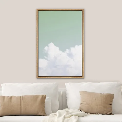Vista 3 de SIGNWIN Lienzo enmarcado para pared, cielo verde, naturaleza, nubes, fotografía, arte moderno, contemporáneo, relajante, tranquilo, para sala