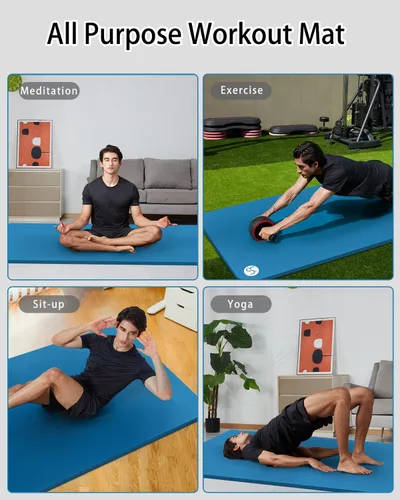 Vista 6 de Tapete de yoga grueso y ancho para mujeres y hombres, tapete de ejercicio grande de 78 x 35 pulgadas, tapete de entrenamiento para gimnasio en casa