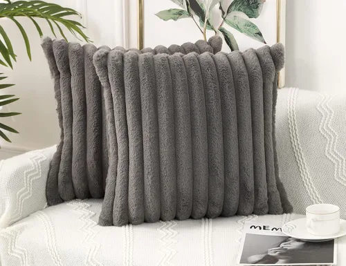 Vista 3 de PANOD Juego de 2 fundas de almohada decorativas de piel sintética de 45.7 x 45.7 cm, lujosas fundas de almohada modernas de estilo bohemio y funky