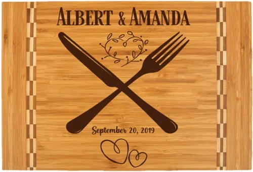 Vista 2 de Tabla de cortar de bambú, personalizable con tu propio texto, diseña tu propia tabla, regalo personalizado, Diseño 06