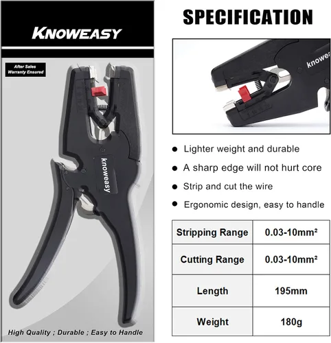Vista 8 de Knoweasy Pelacables y cortador automático, herramienta de pelado de cables resistente 2 en 1 y herramienta pelacables para reparación electrónica