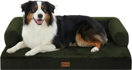 Vista 21 de Cama ortopédica para perros extragrandes, cama de espuma XL con forma de caja de huevos impermeable con lados 45x35 pulgadas, cama de sofá