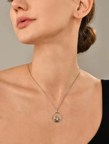 Vista 3 de YL Collar con colgante de corazón de plata de ley para madre e hijohija, regalo para mamás