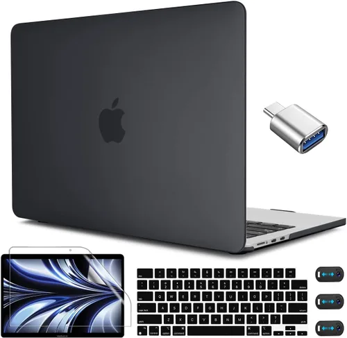 Vista 12 de CISSOOK para MacBook Air 13.6 M4 M3 M2 Funda 2025 2024 2022 Release, Carcasa Rígida de Plástico y Cubierta de Teclado y Adaptador USB para MacBook
