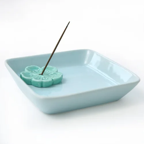 Vista 8 de Soporte de cerámica japonesa hecho a mano para incienso o quemador de incienso, bandeja única para recoger cenizas y regalo decorativo, decoración