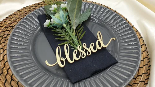 Vista 2 de Tarjetas de lugar bendecido, tarjetas de lugar de Navidad personalizadas, ajuste de lugar de cena personalizado, decoración de mesa de otoño