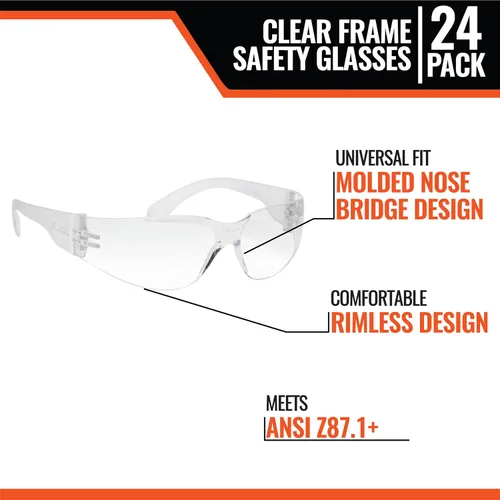 Vista 3 de Gafas de seguridad – ANSI Z87+ Clasificación UV Gafas de protección ocular para construcción, fabricación, resistente a los arañazos