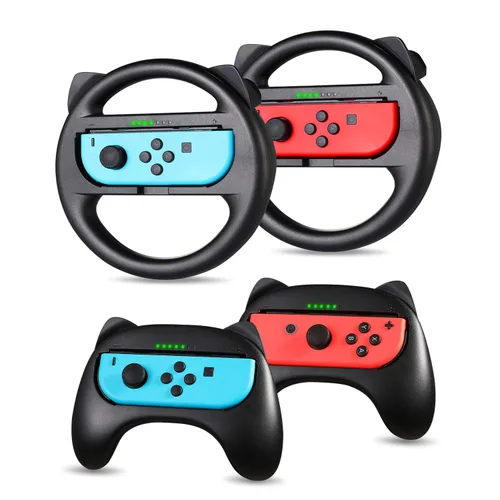 Vista 6 de Melelife Accessories Kit Bundle for Nintendo Switch - Include Screen Protector, Carrying Case, Steering Wheel, Joycon Grip, Protective Case