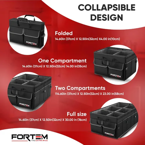 Vista 6 de FORTEM Organizador de maletero de coche (negro, extra grande) + correas de trinquete