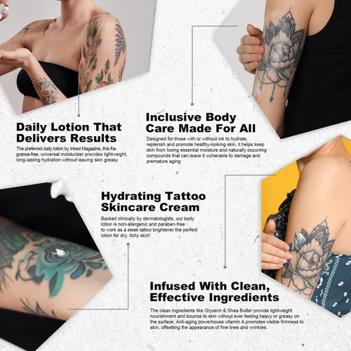 Vista 5 de VANERIA Loción para tatuajes, hidratante y curación para tatuajes, mantiene tu tinta con un aspecto fresco, el cuidado del tatuaje evita