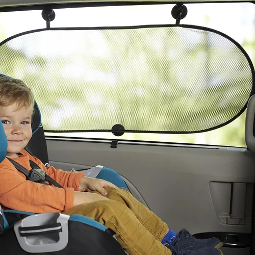 Vista 4 de Nuby Universal Fit Pop Open - Juego de cortinas para ventana de coche, color negro, paquete de 3