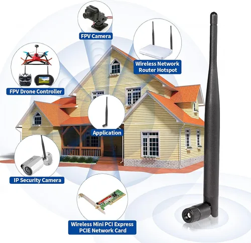 Vista 3 de Bingfu Antena de doble banda WiFi 2.4GHz 5GHz 5.8GHz 6dBi MIMO RP-SMA Macho Antena (paquete de 2) para enrutador WiFi, tarjeta de red inalámbrica