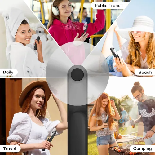 Vista 7 de Ventilador Portátil Mini de Mano, Ventilador Personal Pequeño Recargable con Diseño de Banco de Energía de Bolsillo para Viajes/Regalos