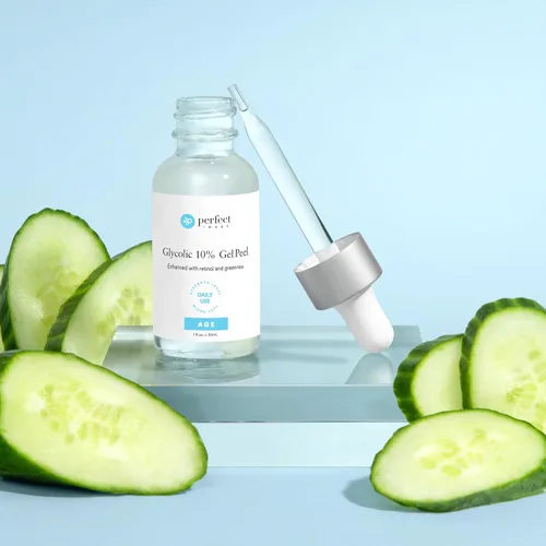 Vista 4 de Gel Peel glicólico, mejorado con retinol y extracto de té verde (10% de fuerza)