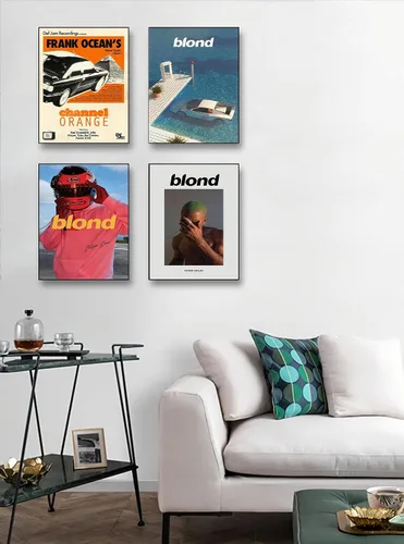 Vista 4 de ZONTO Frank Ocean - Pósteres de portada de álbum de rapero firmado con música limitada, juego de 4 pósteres estéticos para sala de estar