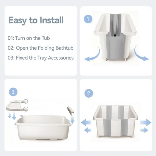 Vista 6 de Bañera plegable para bebé con soporte, bañera grande para bebé con termómetro y cojín Bañera portátil de viaje para recién nacidos Bañera