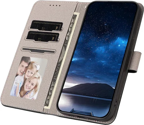 Vista 2 de Compatible con Xiaomi Pocophone F1, compatible con Xiaomi Poco F1 Flip Kickstand Cierre Magnético Wallet Funda para teléfono Negro