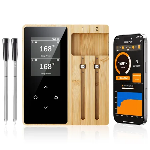 Vista 10 de Newise Termómetro de Carne Inalámbrico Bluetooth con Aplicación Inteligente, Largo Alcance y Carga Rápida, Termómetro Digital de Alimentos