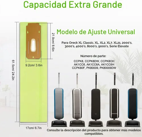 Vista 2 de Bolsas de vacío CCPK8DW para Oreck XL XL2 XL7 XL21, elevar vertical