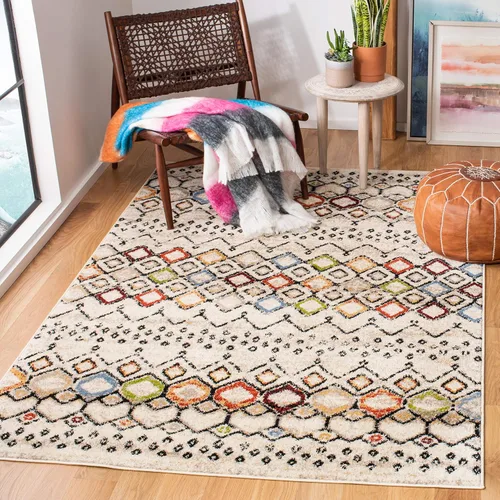 Vista 37 de SAFAVIEH Amsterdam Collection Alfombra Decorativa - 2.3 pies x 4 pies, Negro & Multi, Diseño Marroquí Bohemio, Sin Desprendimiento y Fácil Cuidado
