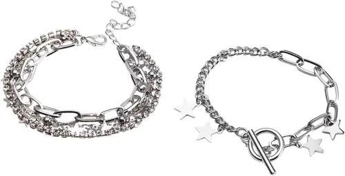Vista 4 de Pulseras de Declaración con Colgante de Candado de Cadena Gruesa en Capas, Estilo Bohemio Ajustable con Cierre de Palanca, Brazaletes de Muñeca