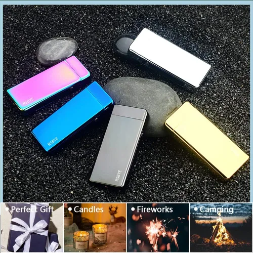 Vista 5 de Encendedor electrónico a prueba de viento con carga USB, ideal para velas, campamento y actividades al aire libre, encendedor de plasma fresco